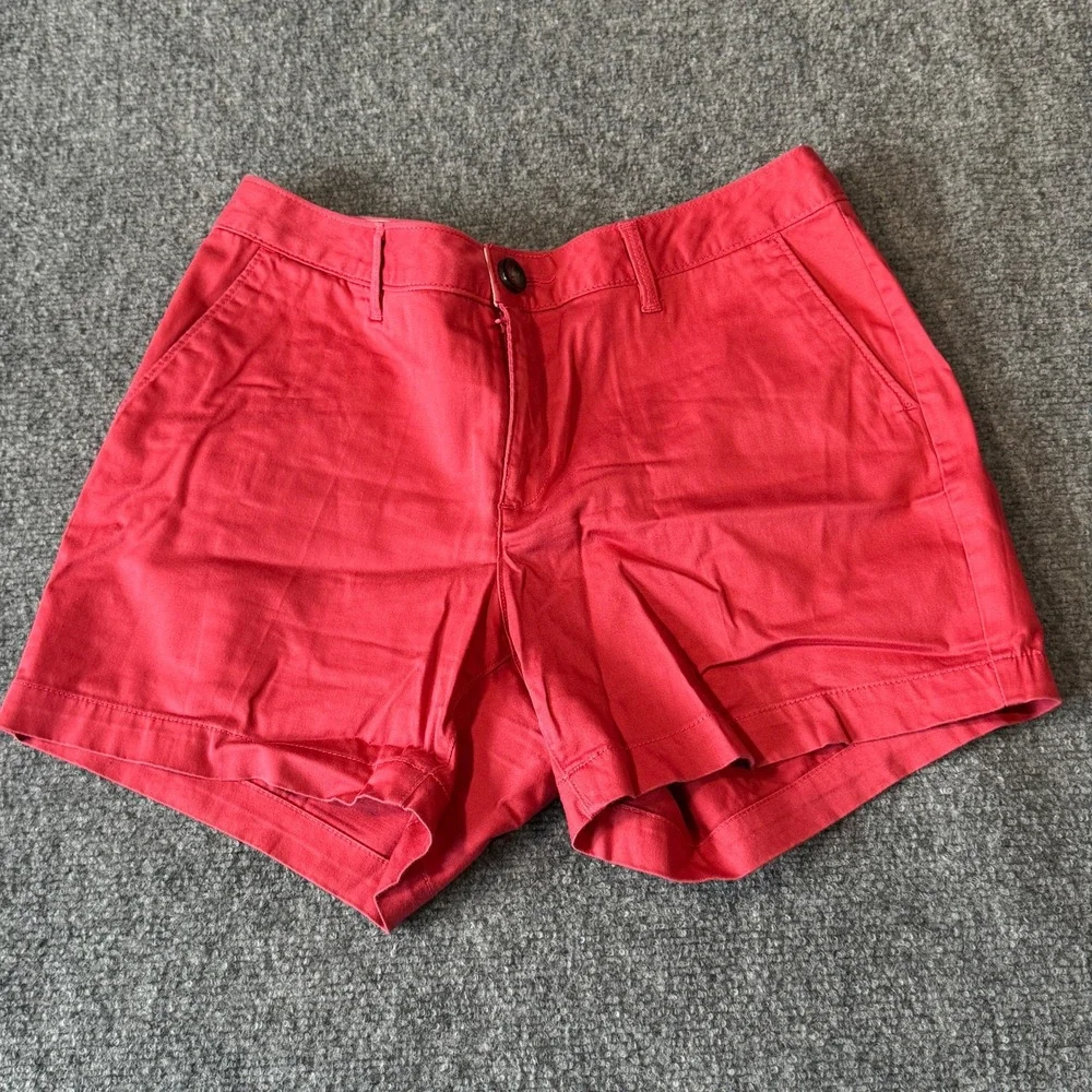 Dockers Womens Chino‎ Shorts Coral Pink Watermelon Red Stretch Size 8P Petite